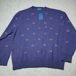 NEW Biltmore Embroidered Crewneck Sweater Antler Design Lambswool Blend Men's XL